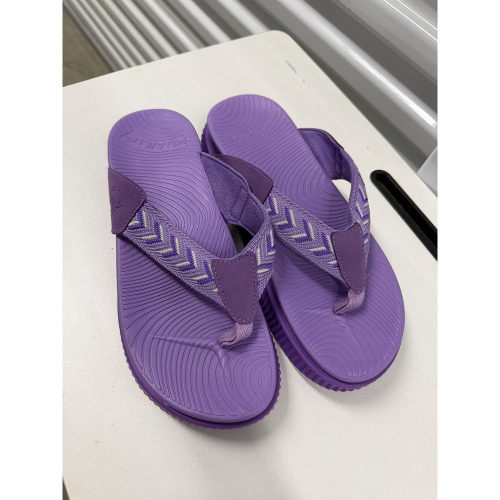 Kuailu Purple Orthotic Flip Flops Womens Chevron Strap‎ Yoga Mat Sandals Size 10